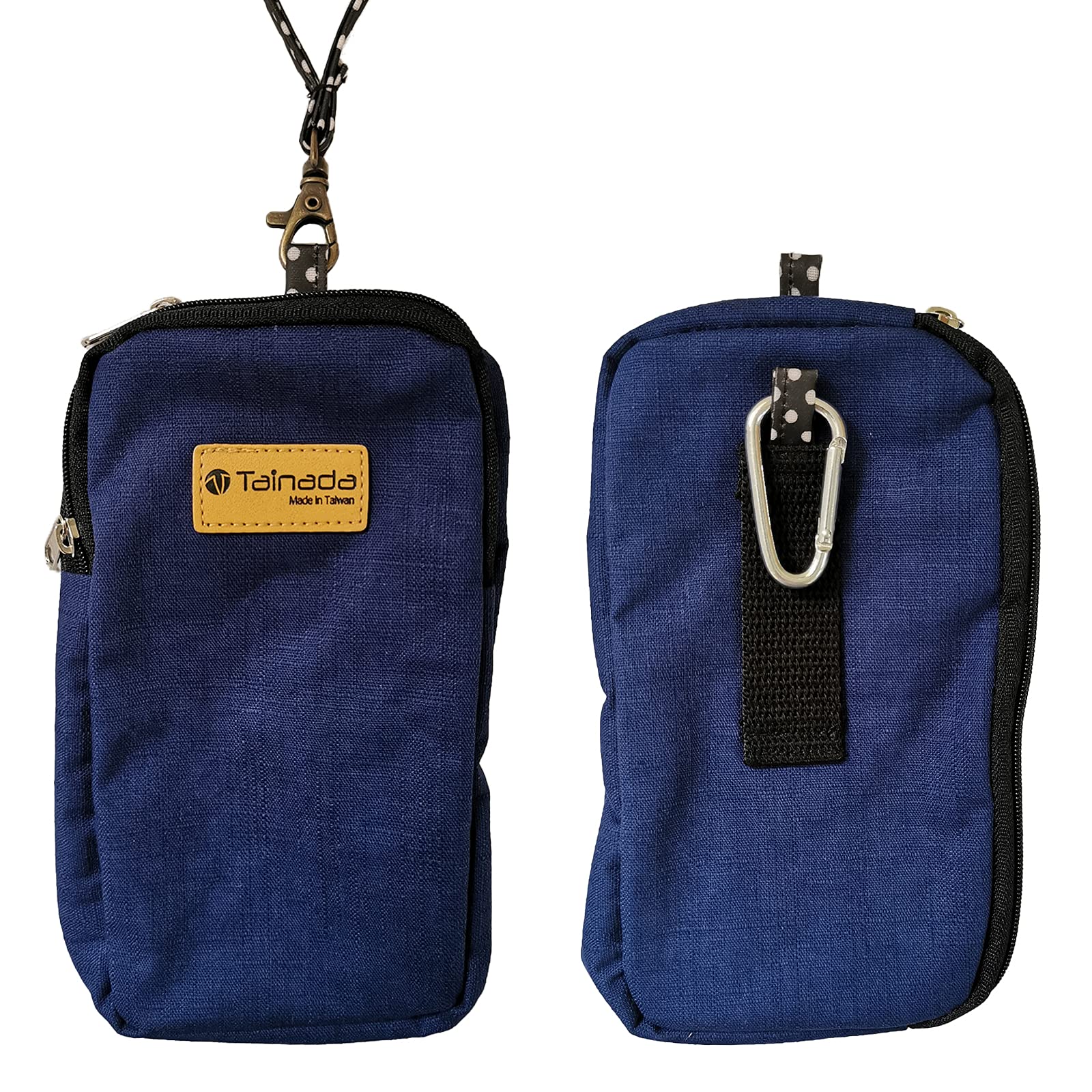 Tainada Men Women Sports Smartphone Pouch, Universal Mutli-Functional Two Zippered Pouch Carry Case Bag for iPhone 11, 11 Pro Max, XR, Xs Max, Google Pixel 4 XL, 3a XL (Plain Navy Blue)