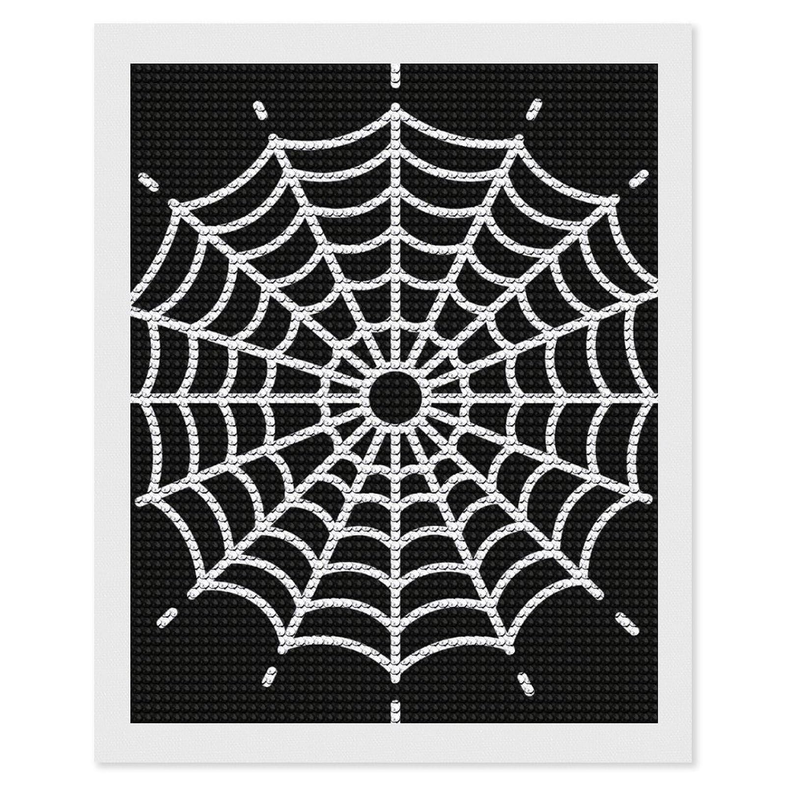 FodPand Spider Web 5D Diamond Painting Kits for Adults Beginners Full Drill Round Diamond Dots Pictures Gem Art Supplies for Home Wall Room Decoration DIY Craft Set Gift 16x20