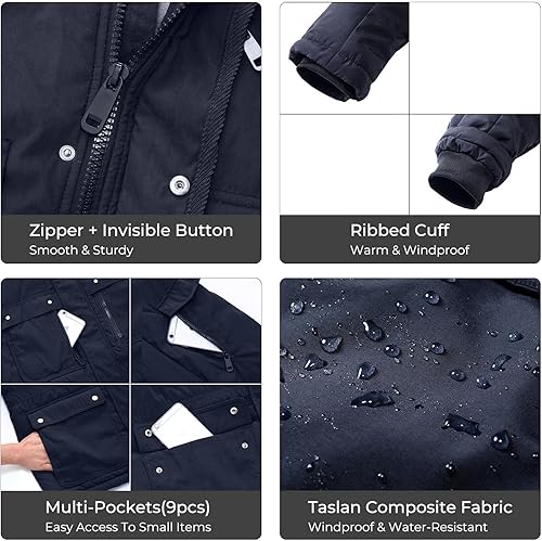 Miniatura 4 de Yozai Men's Winter Coat, Warm Jackets for Mens Water Resistant Ski Snow Jacket Mountain Windbreaker Hooded Parka, S-2XL