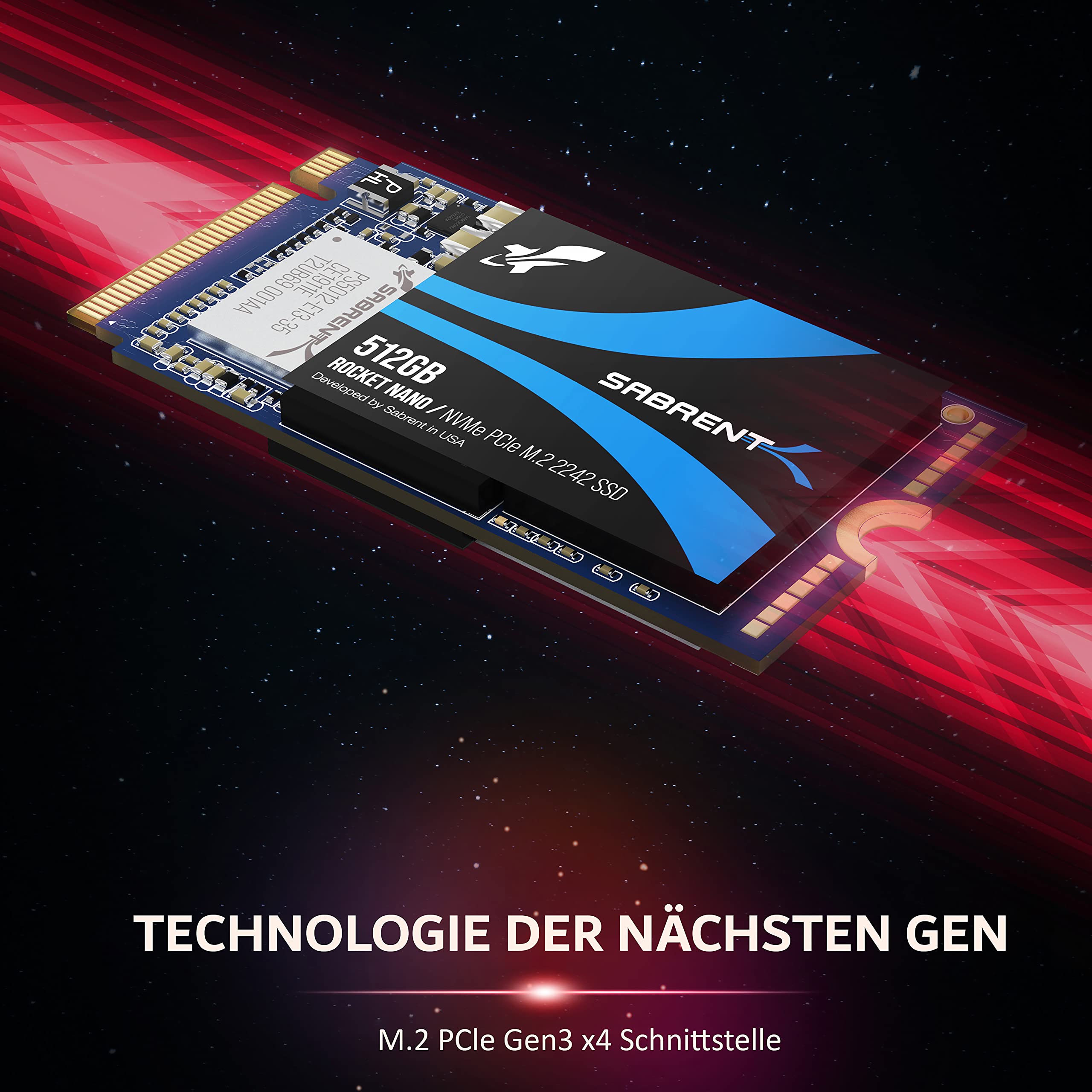 SABRENT 2242 M.2 NVMe SSD 512GB, Interne SSD 1700 MB/s Lesen, 42 mm PCIe 3.0 X4, Internes Solid State Drive, High Performance kompatibel mit Allen PCs, NUCs und Laptops (SB-1342-512)