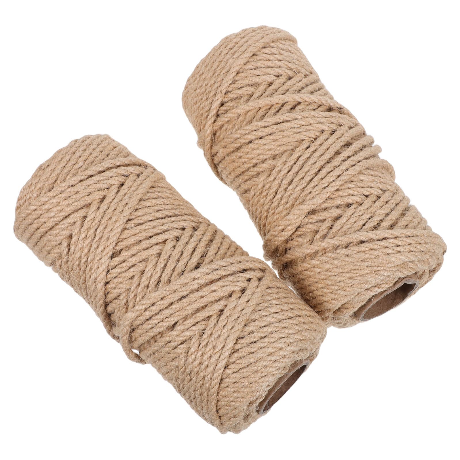 jojofuny Lot de 2 Rouleaux de Corde en Jute Tressée Naturelle 5 Mm X 50 M, Ficelle de Chanvre Rustique pour Jardinage, Loisirs Créatifs et Décoration Champêtre Polyvalente