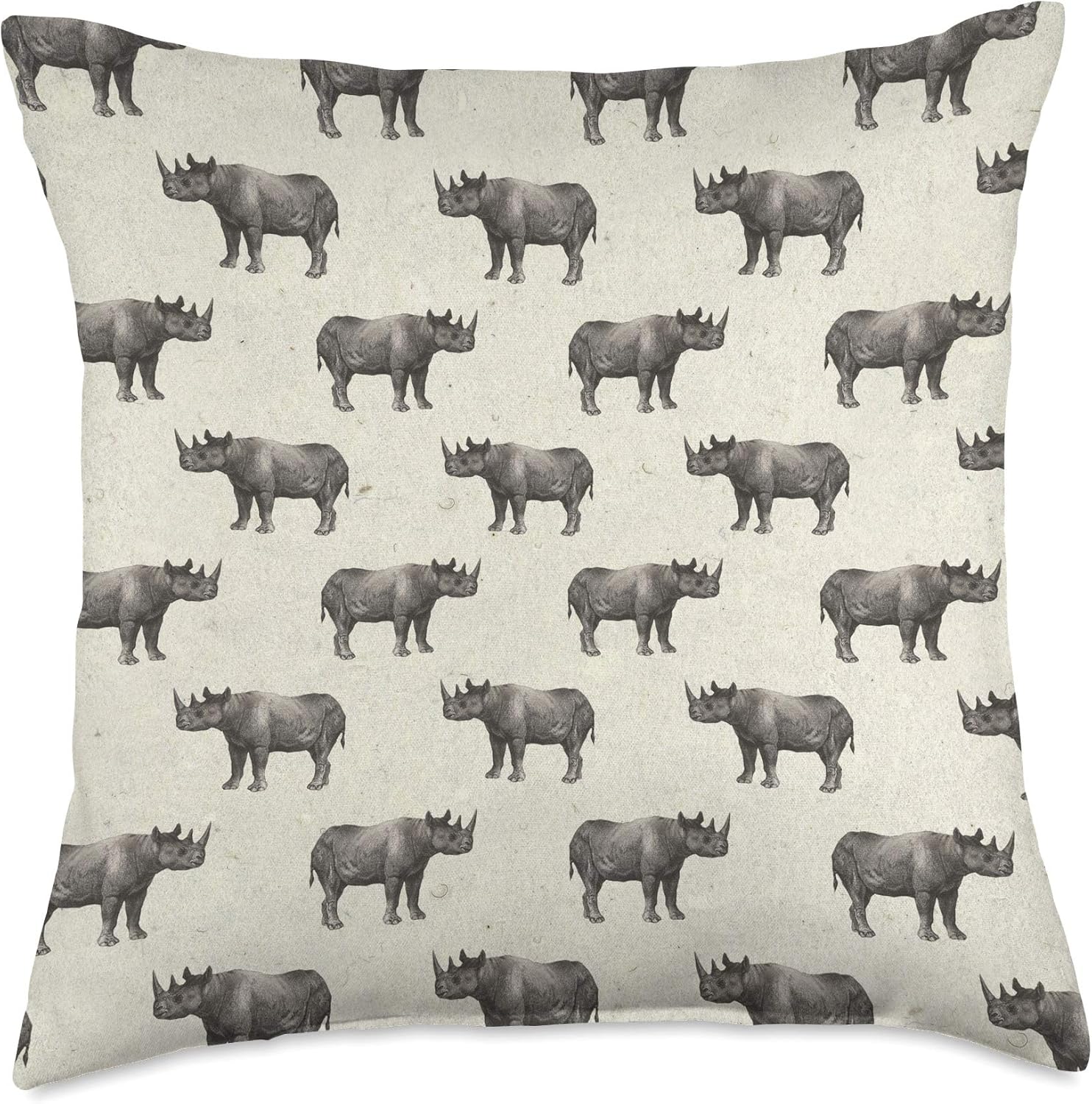 White Rhino Rhinoceros Safari Wild Animal African Pattern Throw Pillow