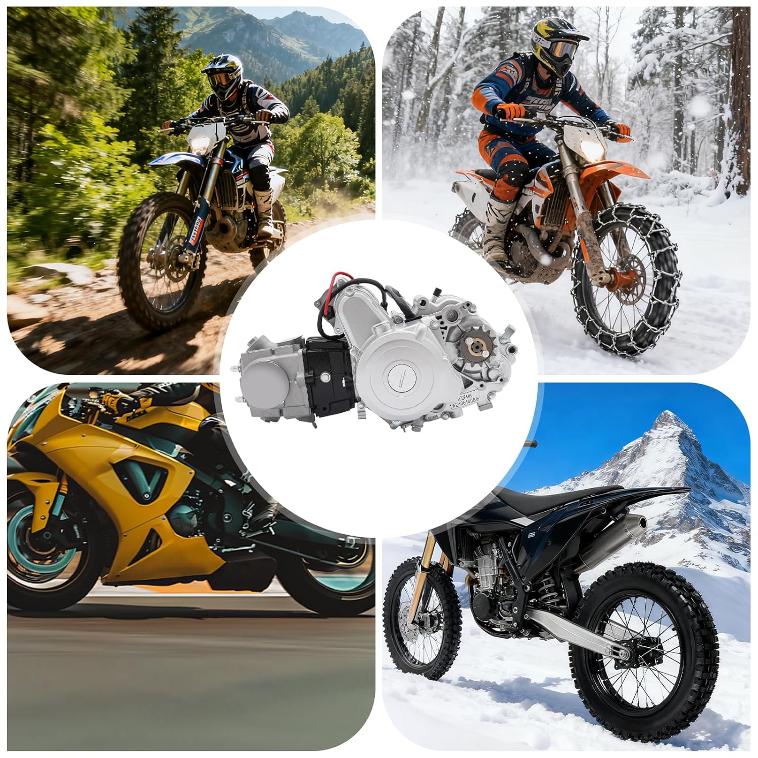 110CC 4 Stroke Auto Engine Motor ATV Quad Engine Motor Complete Kit Auto Transmission Electric Start Single Cylinder Engine, Chain Driven, for 50cc 70cc 90cc 110cc ATV and Go Karts