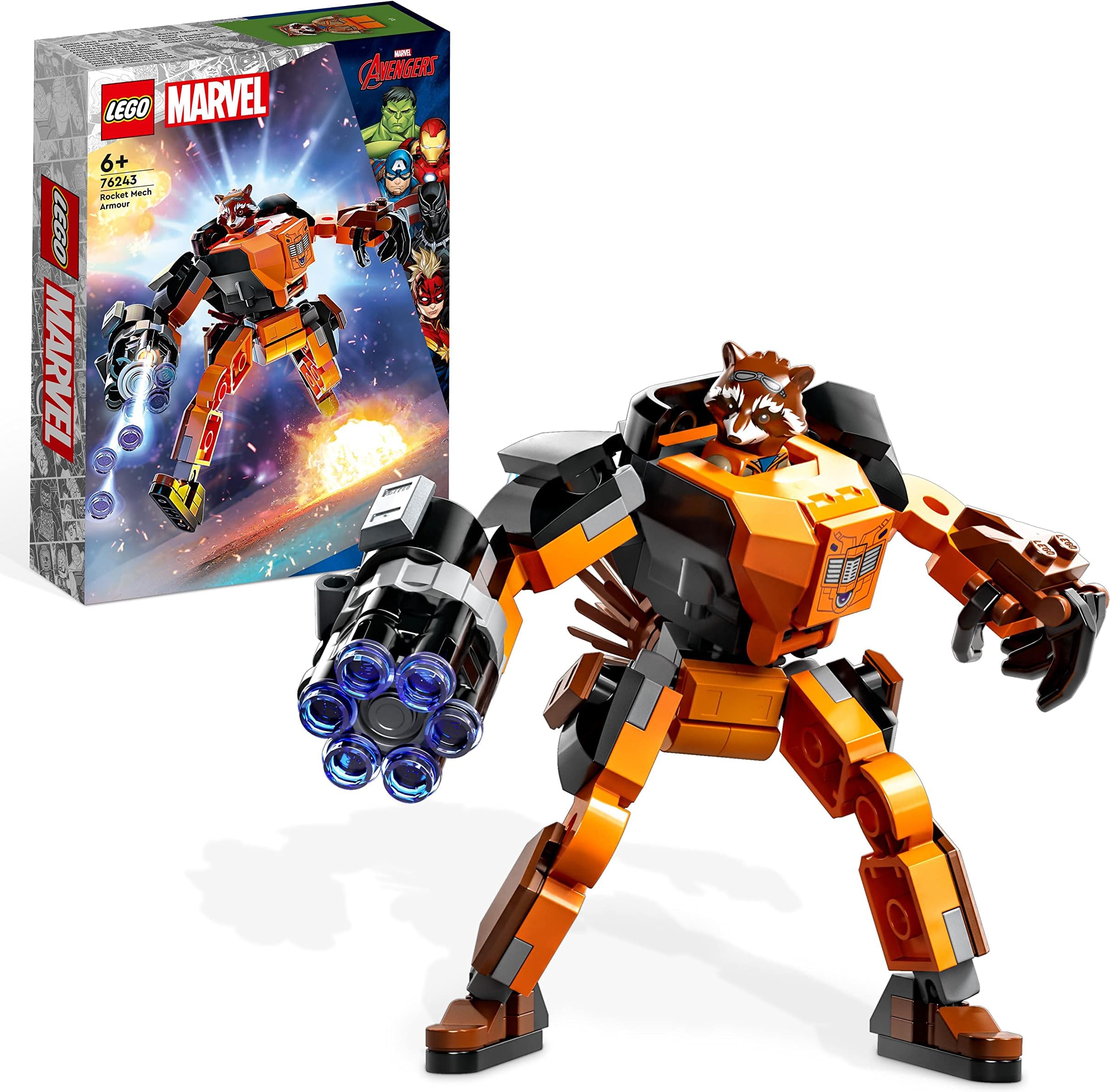 76243 Marvel Rocket Mech Raccoon Avengers Toy Action Figure from Guardians of The Galaxy with Collectible Figures for Children from 6 Years