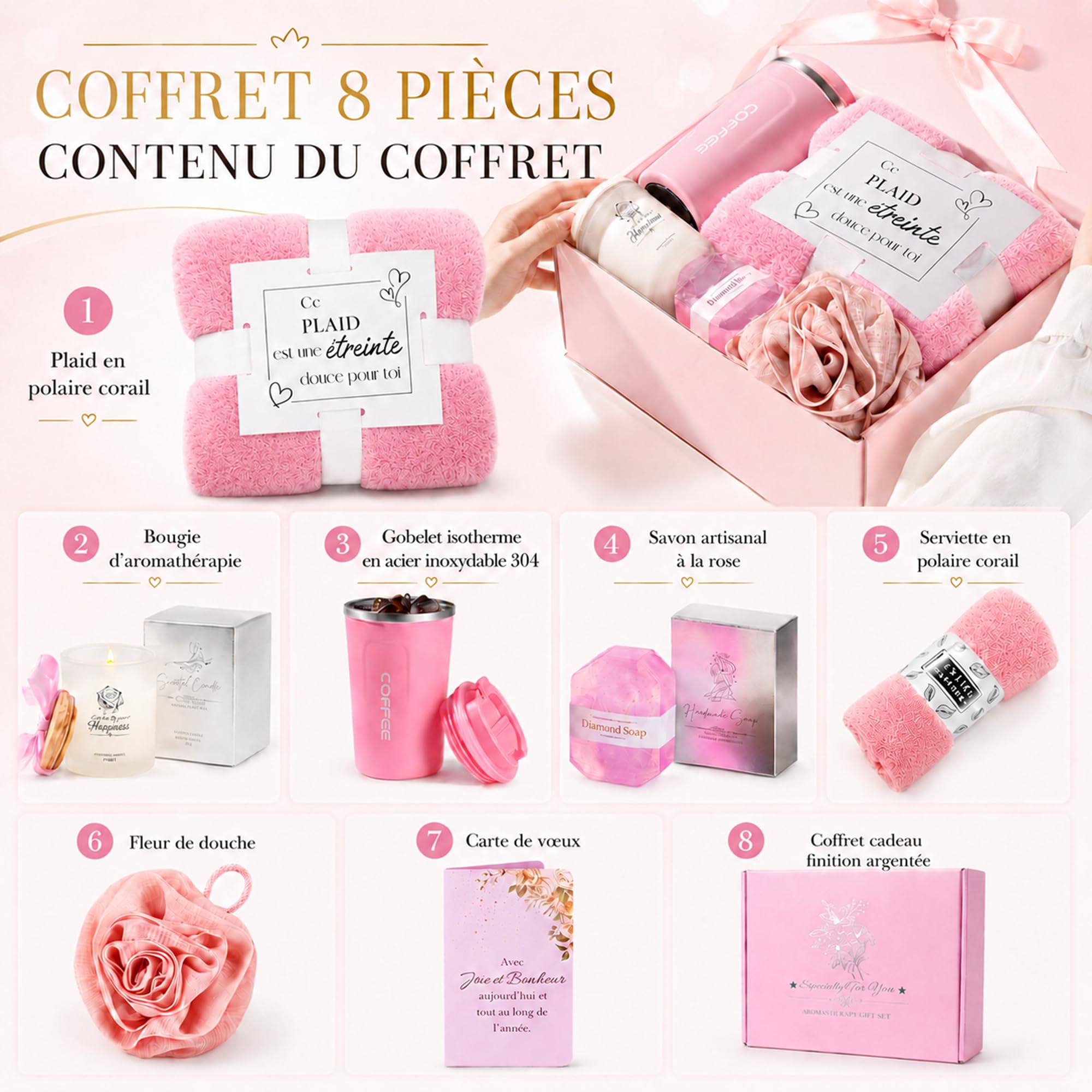 Cadeau femme coffret cadeau femme personnalisé coffret bougie bijoux idée unique d'Anniversaire Cadeau Idéal pour Cadeaux