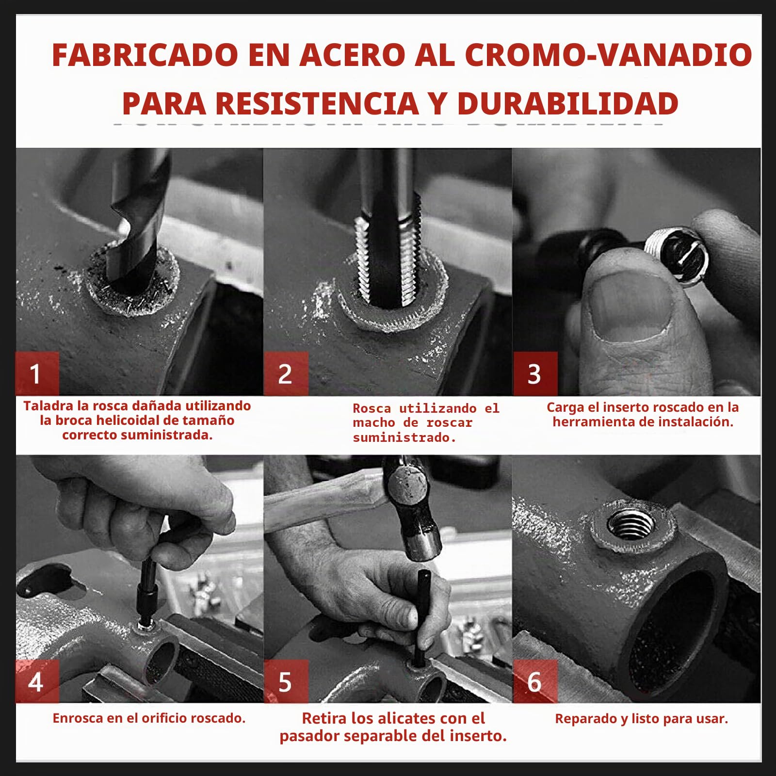 CCLIFE Juego de reparación de roscas, 150 piezas, HSS Helicoil Set con rosca M5, M6, M8, M10 y M13, juego de herramientas con almacenamiento portátil