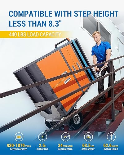 Miniatura 3 de XSTO ZW7200GC - Camiones manuales para escalar escaleras, carrito para mudanza, aluminio con capacidad de 440 libras, para escalar escaleras de alta