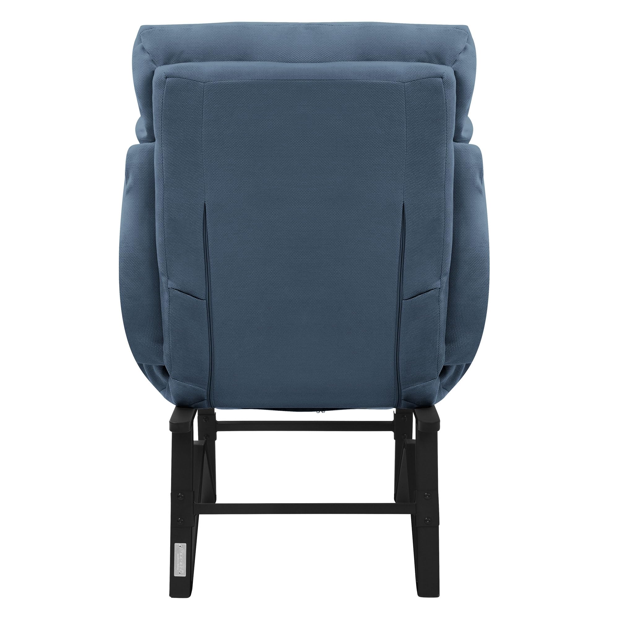 ML-Design Poltrona Reclinabile Blu Rivestimento in Lino, con Schienale Regolabile, Braccioli, Poggiapiedi e Tasche Laterali, Poltroncina Relax da Lettura, Sedia Lounge Imbottita per Soggiorno