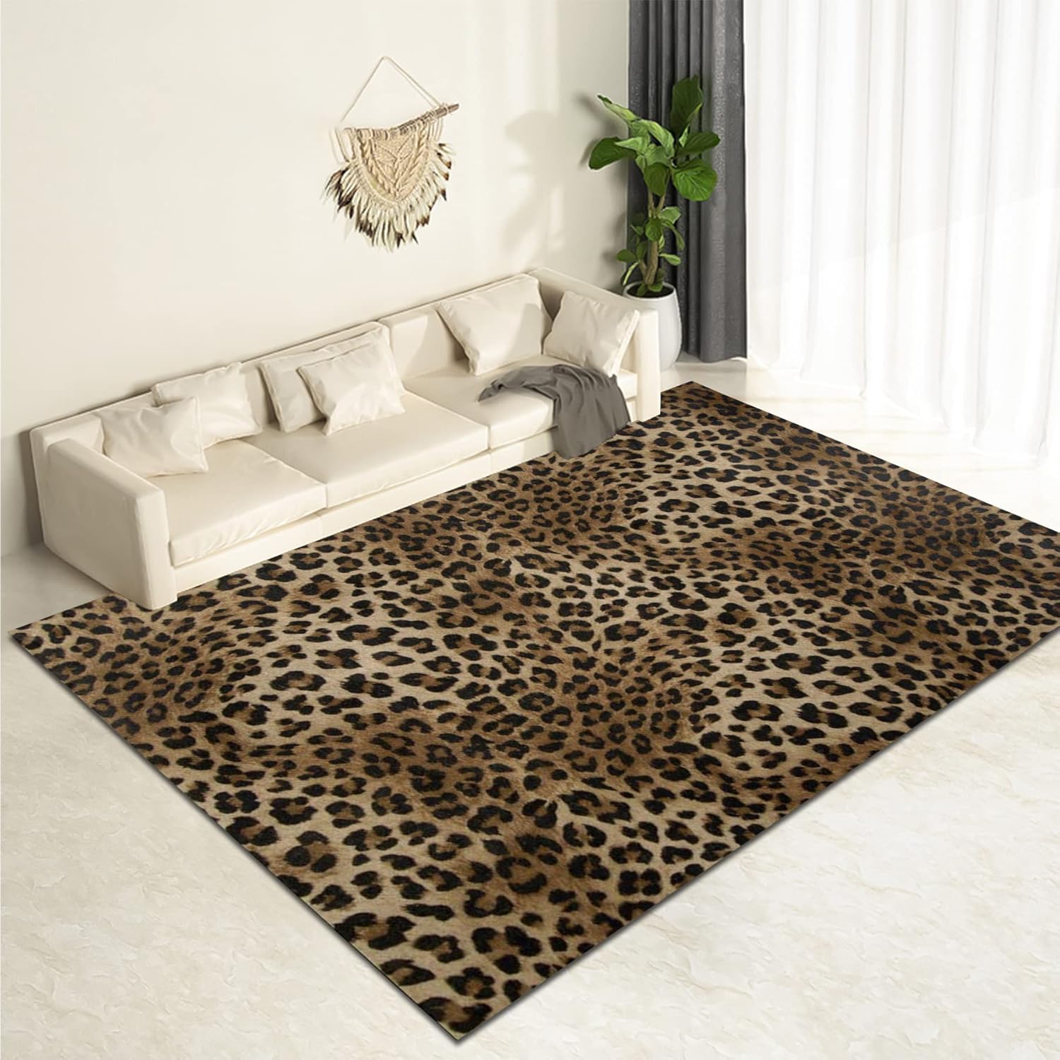 Oueoty Animal Print Area Rug 2x3ft/24x36in/60x90cm, Leopard