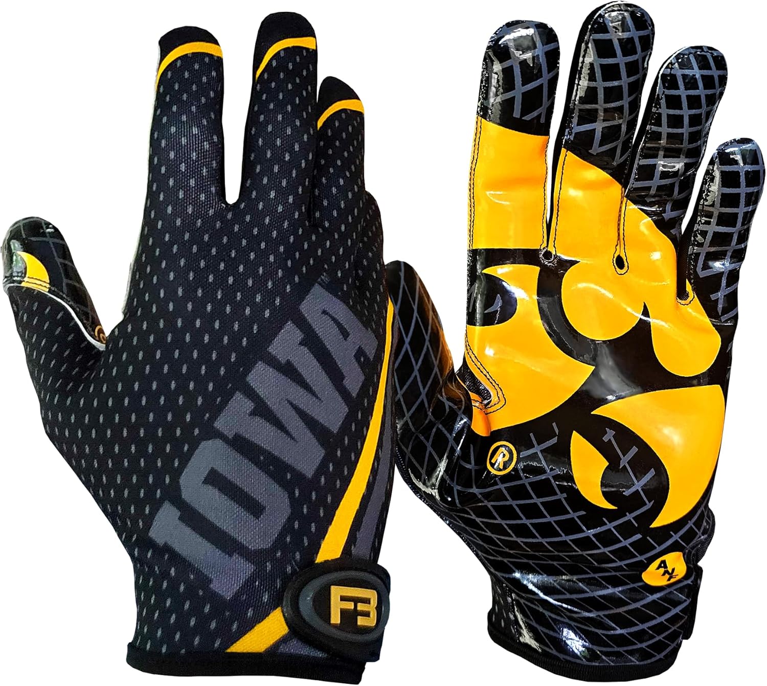 Scale Wear Design University of Iowa Hawkeyes Football Gloves with Super StickTach