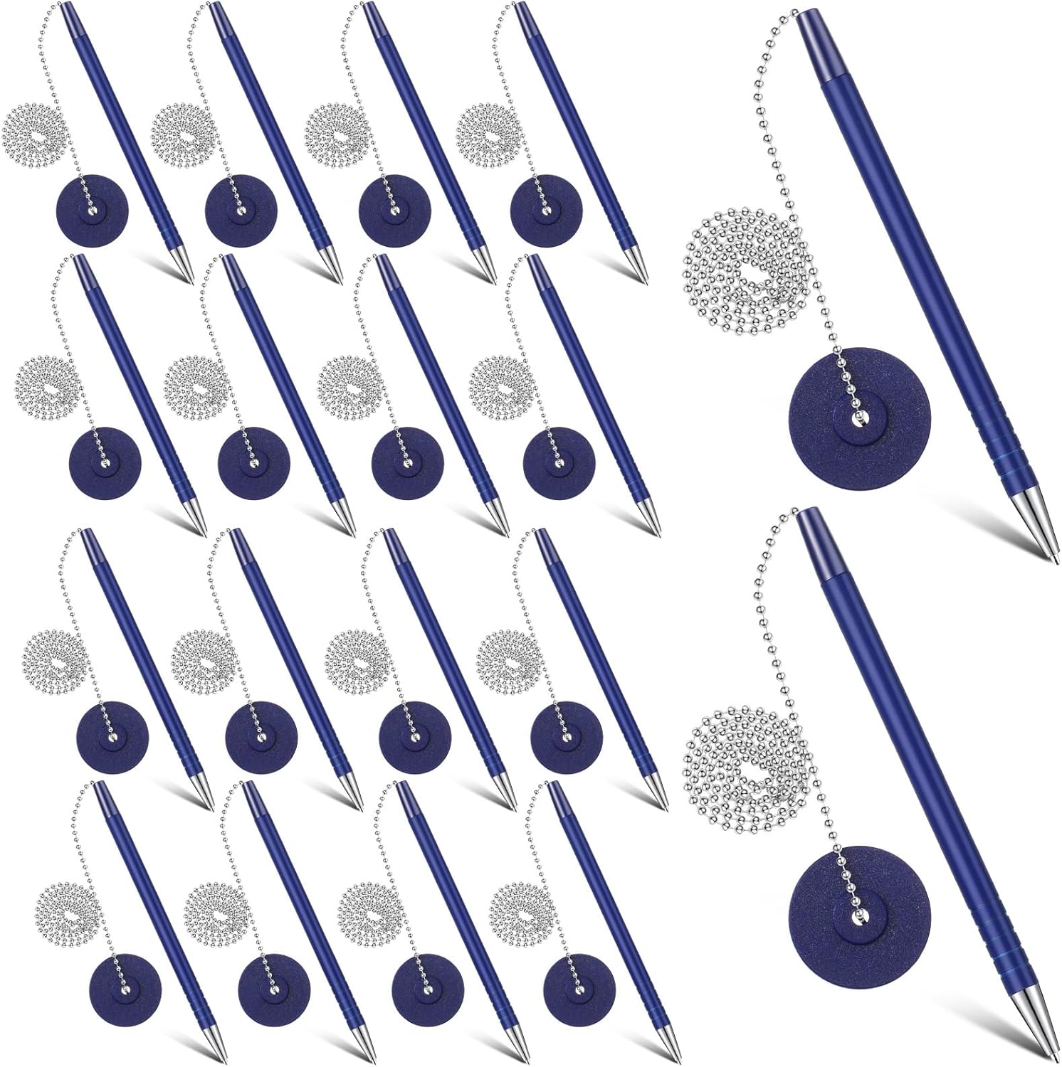 Pasimy Secure Pen with Adhesive Chain and Security Pen Holder for Home Office Supplies(Blue,20 Pcs)