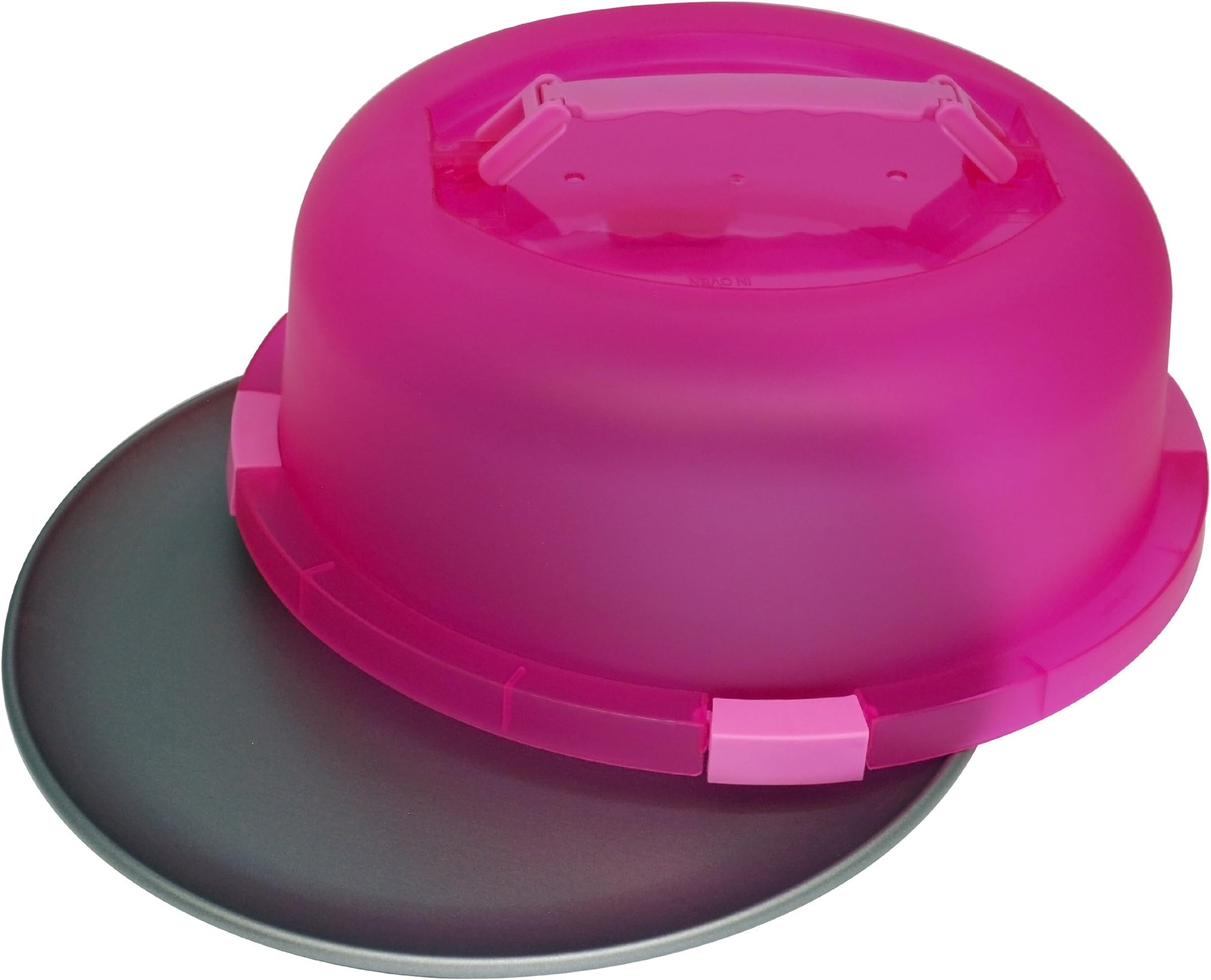 G & S Metal Products Co OvenStuff 12โ Non-Stick Cake and Pastry Carrier Tray with Locking Pink Cover and Handles