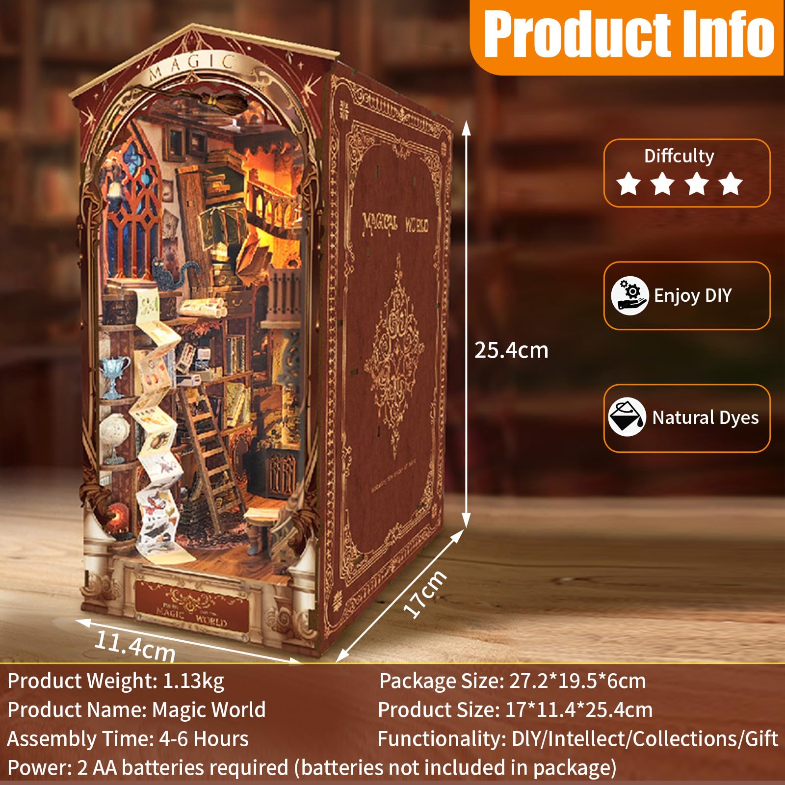 Quanquer Book Nook à Assembler Soi-même Avec Protection Anti-poussière Et Lumière LED, Puzzle 3D En Bois, Pour Noël, Halloween, Anniversaire, 14 Ans (musées