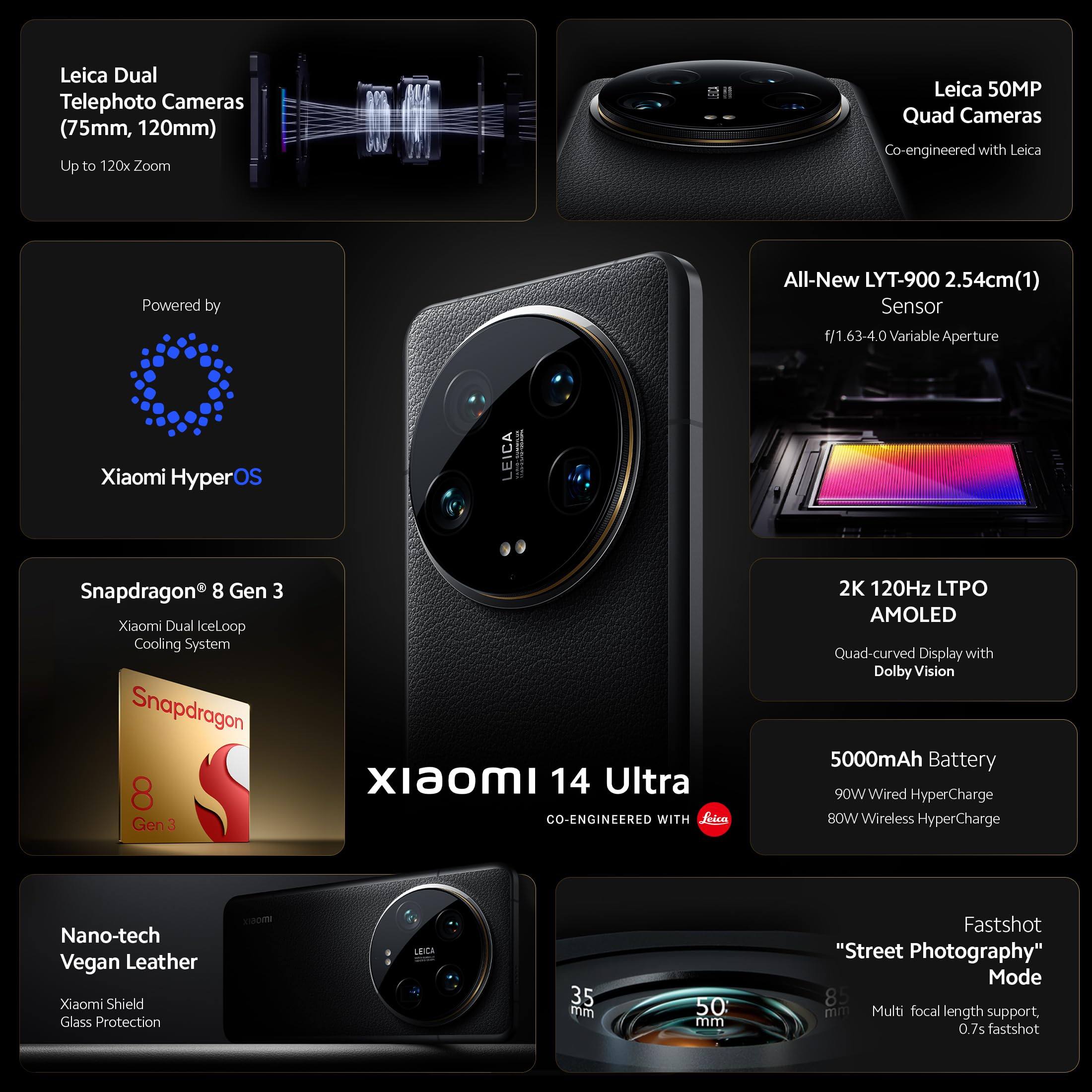 Xiaomi 14 Ultra (Black, 16GB RAM, 512GB Storage) | 50 MP