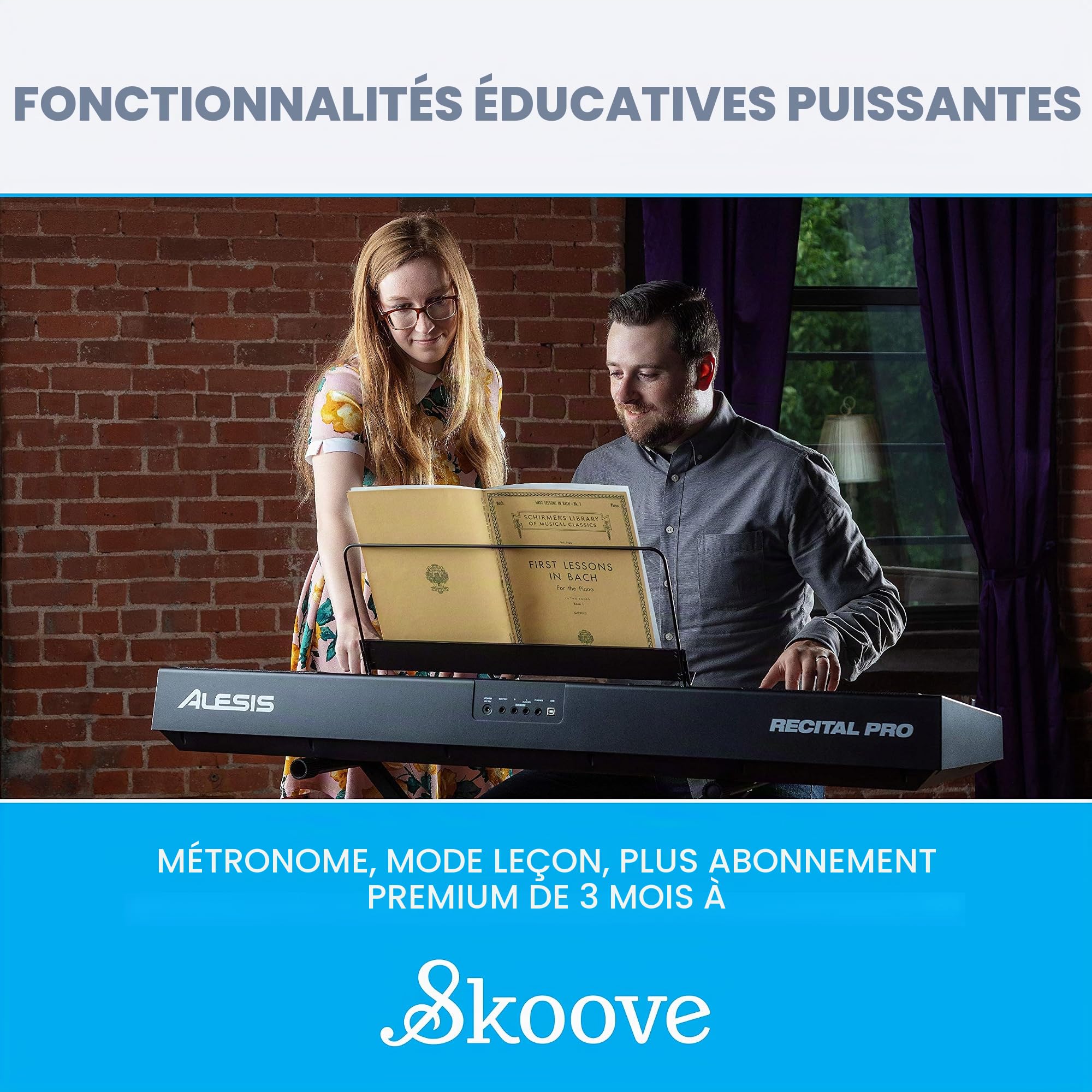 Alesis Recital PRO & M-Audio SP-2 - Piano Numérique avec Un Clavier de 88 Touches à Mécanique de Marteau & Pédale de Sustain Universelle de Type Piano pour des Claviers Électroniques