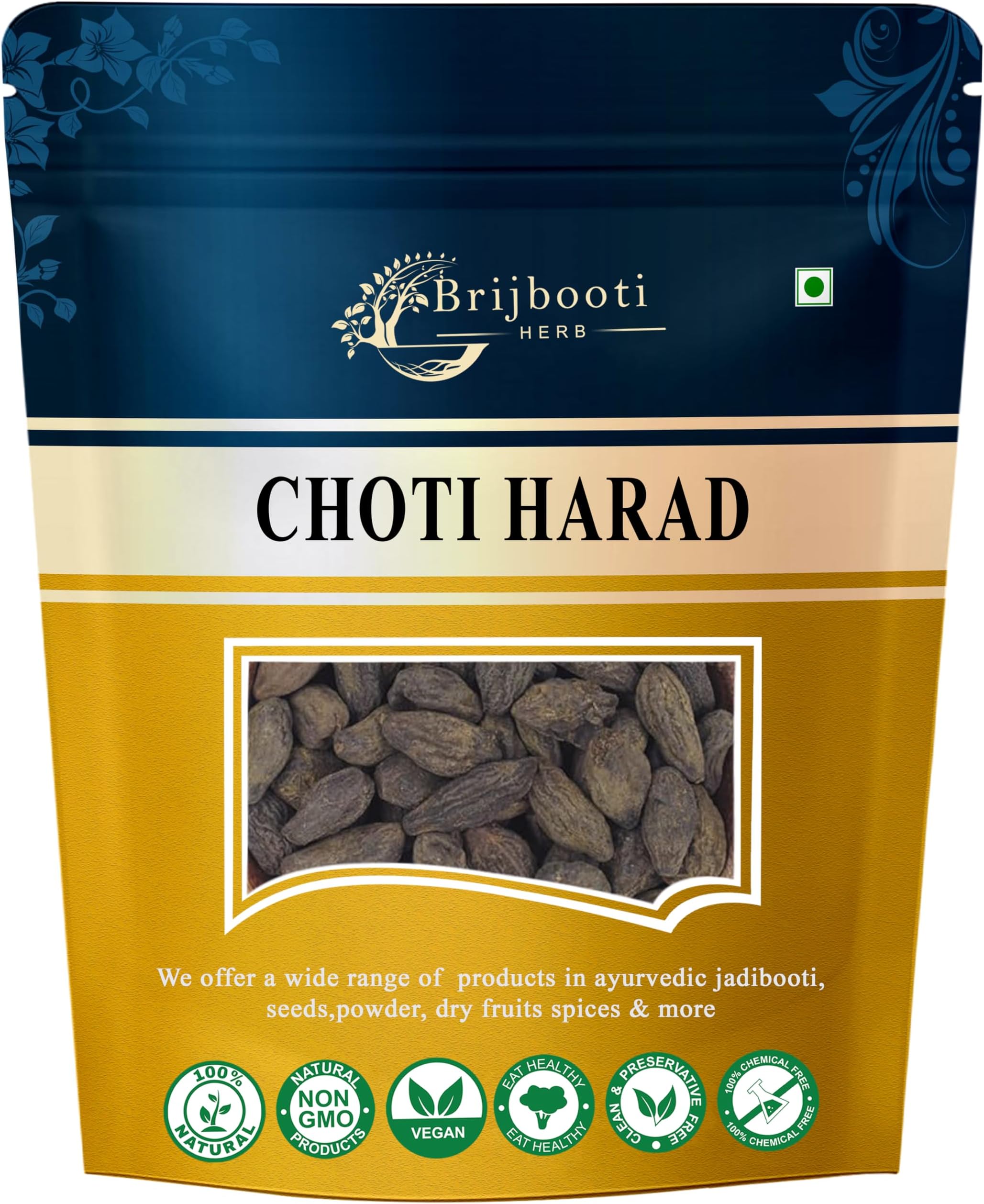 Brijbooti Harad Choti - Kali Harad - Desi Choti Harad - Haritaki - Terminalia Chebula -Natural - 100 gram