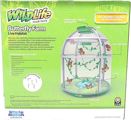 Miniatura 4 de Uncle Milton Butterfly Farm Live Habitat - Observe que las orugas se transforman en mariposas, juguete STEM, gran regalo para niños y niñas a partir
