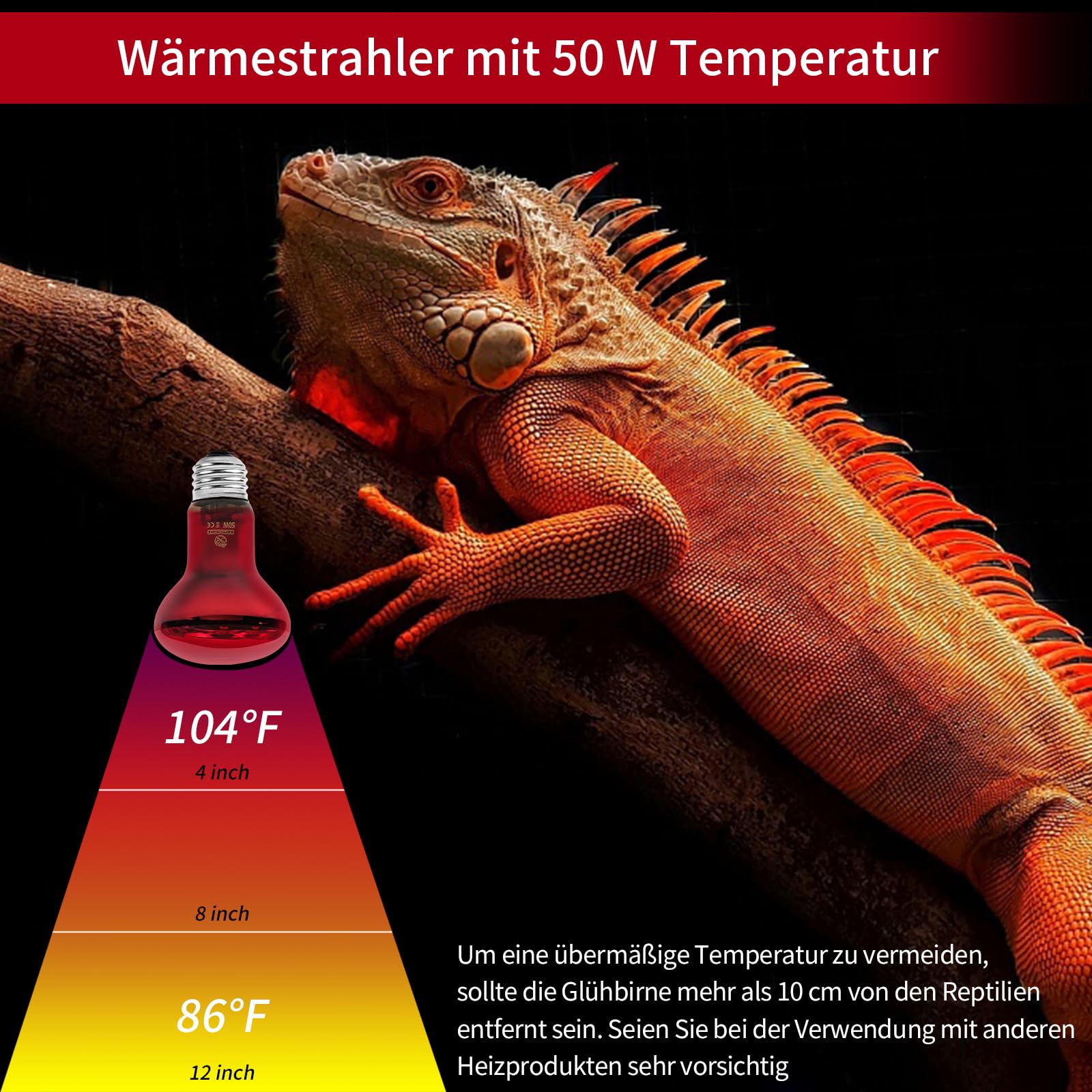 Lampe Chauffante Infrarouge Pour Reptiles, 2 Pièces de 50W Lampe Infrarouge Pour Reptiles Et Amphibiens, Lampe Chauffante Rouge Pour Poulailler, Tortue