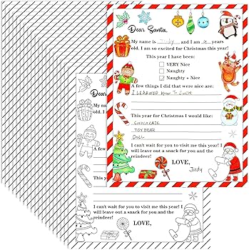 Amazon.com: Whaline 50Pcs Color Your Own Letter to Santa Christmas