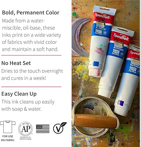 Miniatura 24 de Speedball - Tinta de impresión de bloque de tela, amarillo, 2.5 onzas líquidas, impresión en textiles y papel, fabricada en Estados Unidos