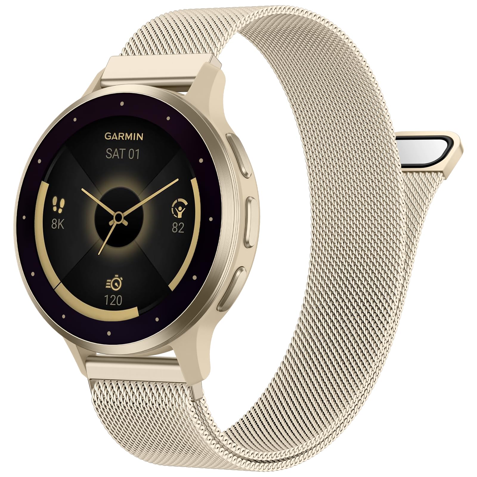 18mm 20mm Metal Band Compatible for Garmin Vivoactive 5/6/4S/3 Watch Bands, Soft Stainless Steel Mesh Strap for Garmin Venu 3S/Venu 2S/Sq Watch Band,