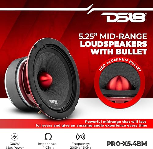 Miniatura 2 de Altavoz DS18 PRO de rango medio, cúpula en compresión de aluminio roja, altavoces de puerta de audio de alta calidad para auto o camión sistema de