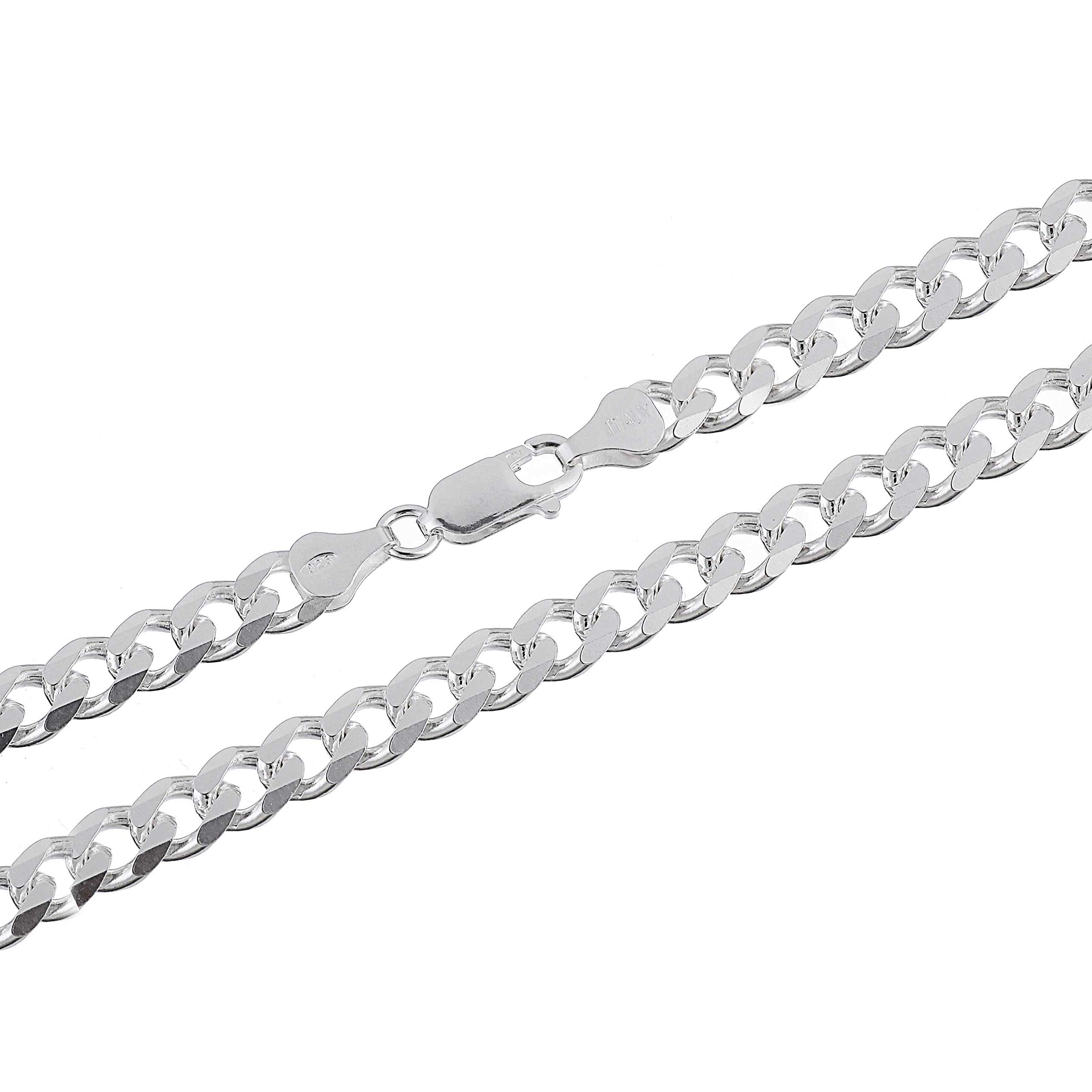 Sterling Silver 6.5mm Curb Link Chain for Men or Women Made in Italy by KEZEF Creations