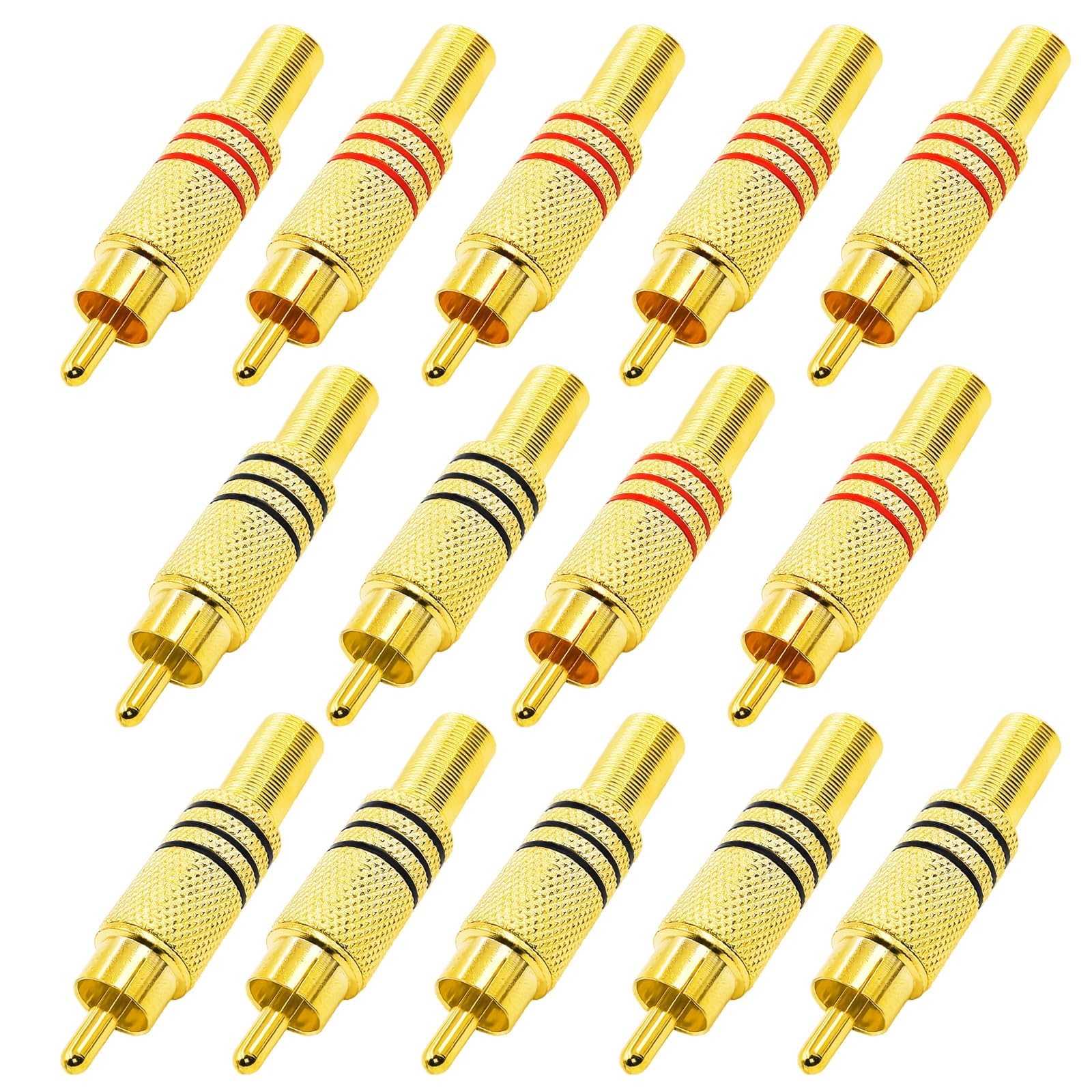 14 Connettori RCA Senza Saldatura – Adattatori Video Per Cavo Coassiale – Alloggiamento In Metallo Rosso/nero