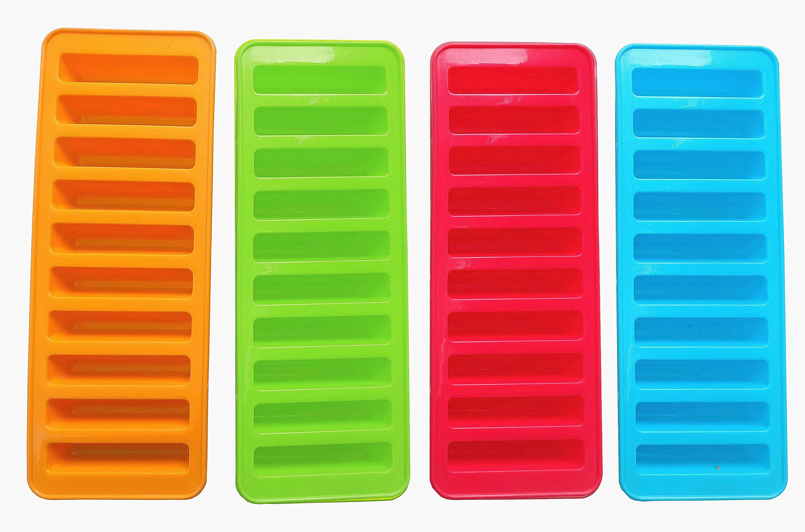 Water Bottle Ice Tube Tray and with Easy Release Push Pop Out Stick Colored Plastic for Small Mouth Sport Water Bottles (Pack of 4)