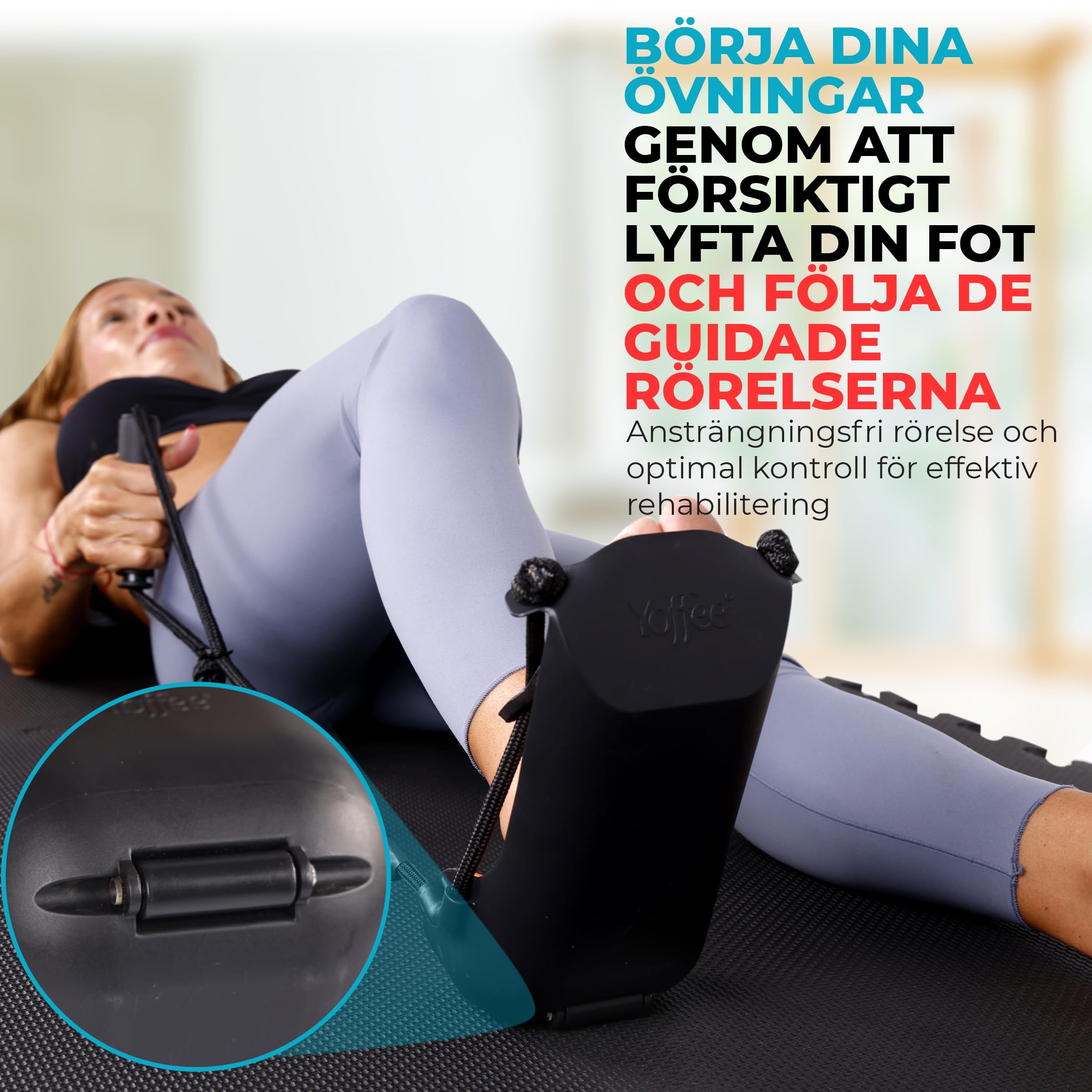 YOFFEE GlideKnee - Dispositivo de rehabilitación innovador para rodilla y cadera con diseño de rueda Ideal para la recuperación postoperatoria Incluye bandas de resistencia y toalla de entrenamiento