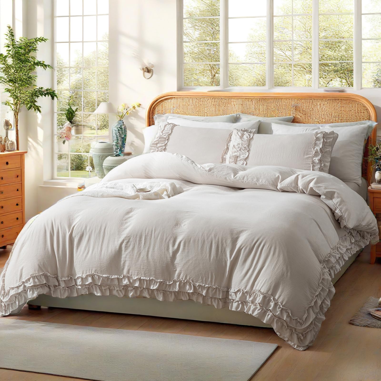 vintage fringe design over size cut sew Move Over Beige Comforter 