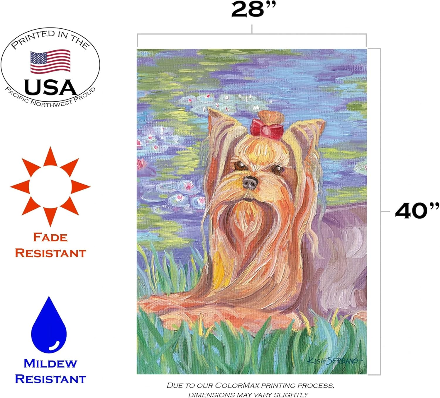 Toland Home Garden 102633 Bonet-Yorkie Dog Flag 28x40 Inch Double Sided for Outdoor Yorkie House Yard Decoration