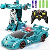 Vista 11 de FDJ Auto a control remoto - Auto robot que se transforma, juguetes transformadores, transformación a robot con un botón y luz intermitente, auto