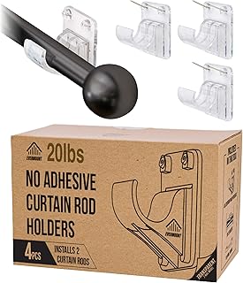 No Adhesive Heavy Duty Curtain Rod Holders with Wide Hook, 5X Stronger T...