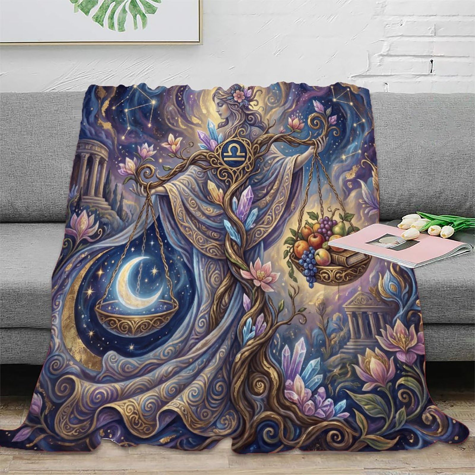 W7C8U2X3 Zodiac Libra Dreamy for for Warm Throw Blanket, Camping Car Travel