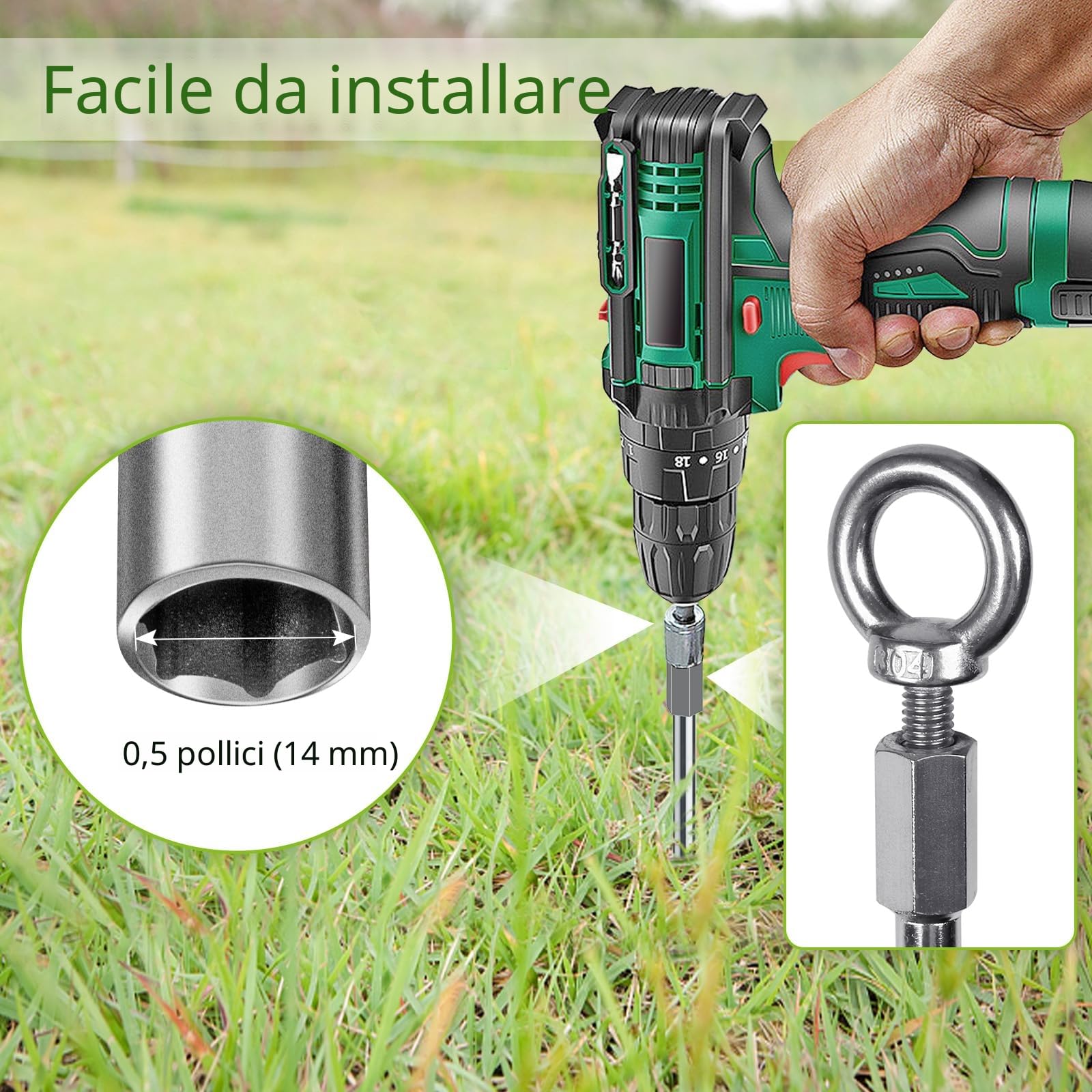 Insaga Pali a terra completamente saldati, ancoraggio a terra resistente per capanno tenda da campeggio, 2 tasselli per casa mobile, ancoraggio antivento per trampolino resistente al vento, ancoraggi
