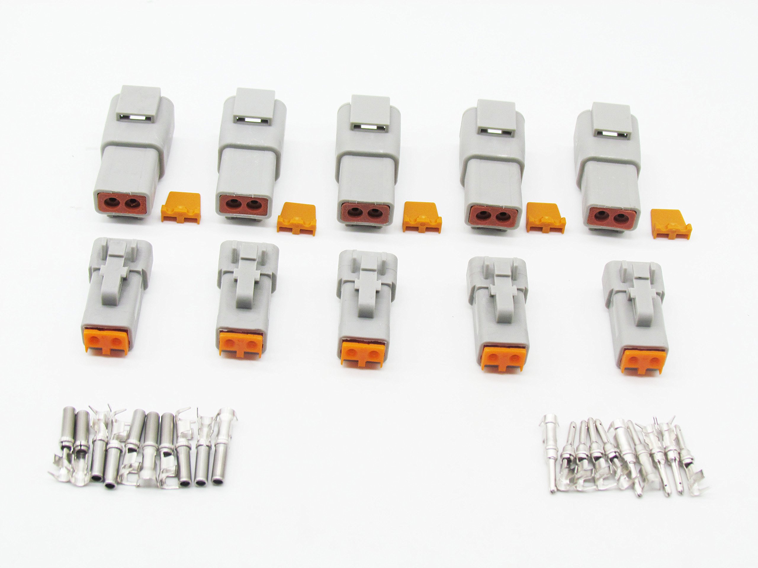 5 Sets Deutsch DTP grau 2 Pin Männlich Weiblich Wasserdicht Elektro-Auto Stecker dtp06–2S/dtp04–2P