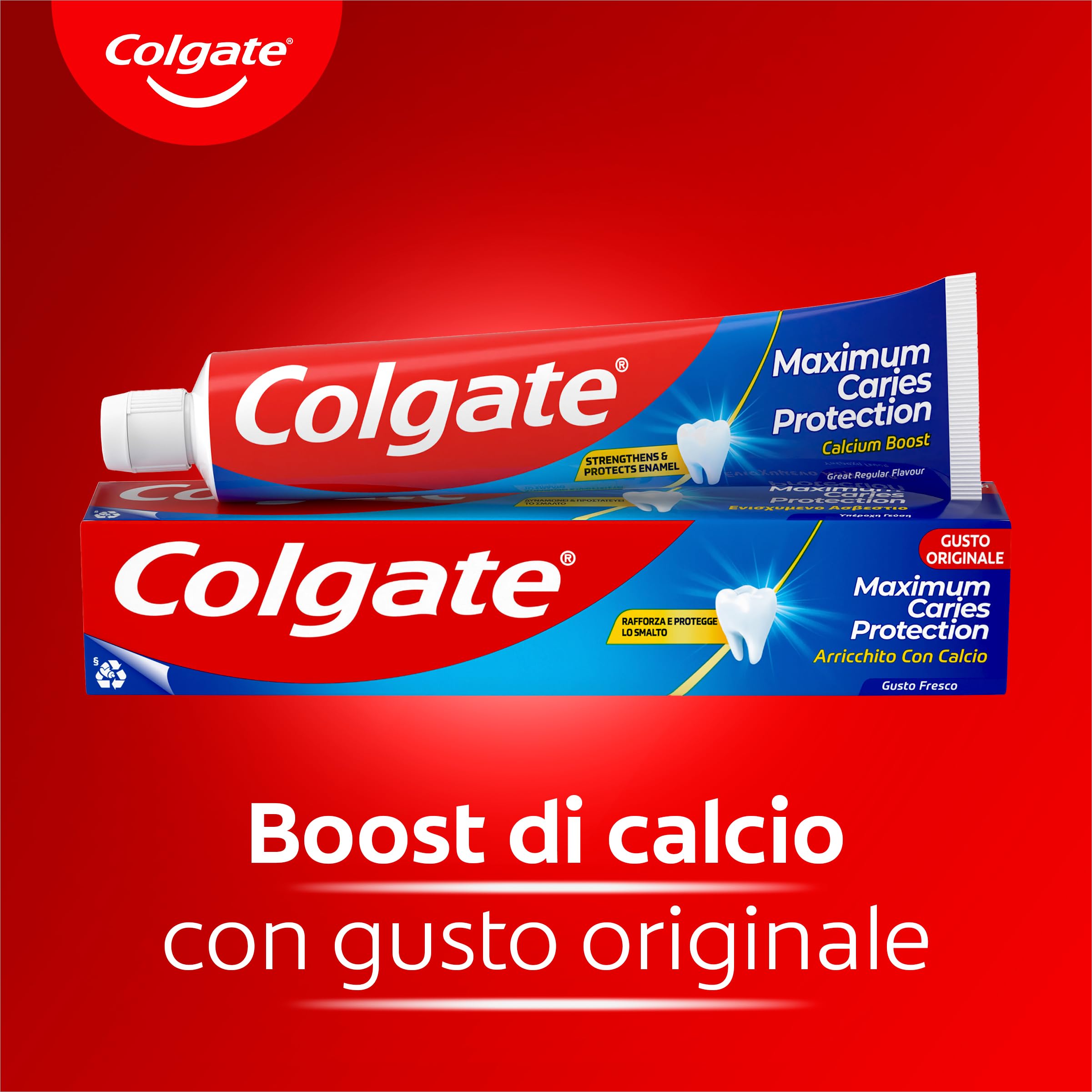 Colgate Maximum Caries Protection Lot de 12 paquets de 75 ml | Technologie anti-âge supérieure ** * * Vernis à ongles 4 x plus fort | Dentifrice au fluor à l'arginine | Excellent goût de menthe
