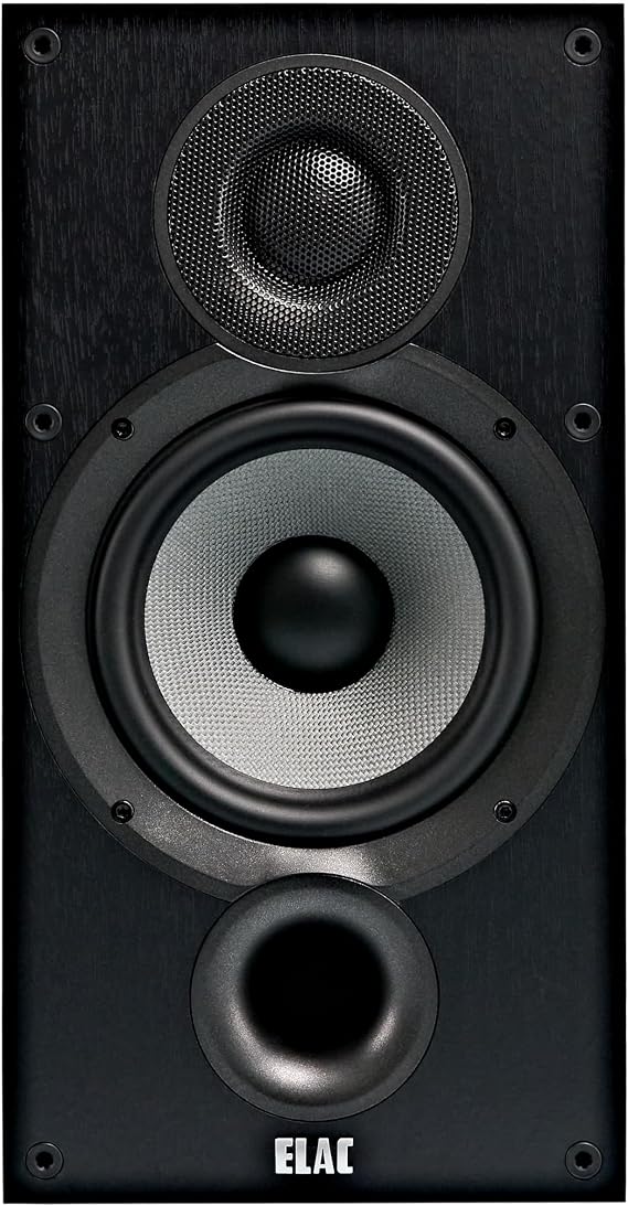ELAC Debut 2.0 B6.2 Bookshelf Speakers, Black (Pair) - 1 Cloth Dome Tweeter & 6.5 Aramid Fiber Woofer - 2-Way Bass Reflex - Up to 35,000 Hz Response