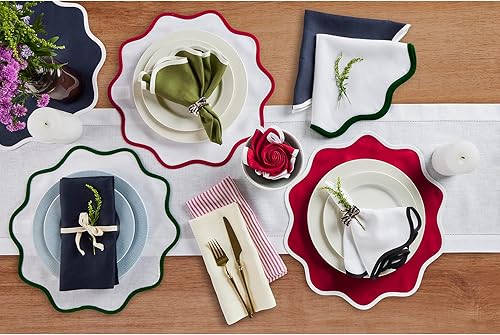 Miniatura 6 de Solino Home Juego de 4 manteles individuales de tela de lino 100 % puro marfil y aguacate, manteles individuales redondos de 16 pulgadas para