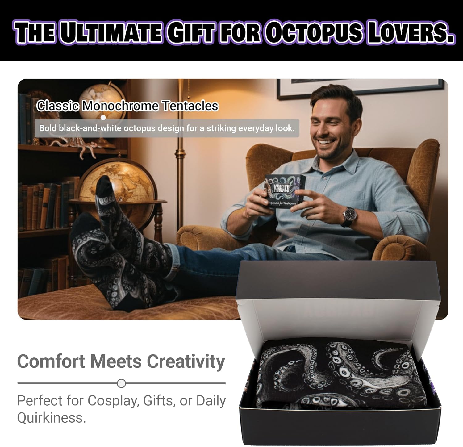 Octopus Socks for Men and Women - Funny Novelty Crew Socks Gift for Octopus Lovers - Image 7