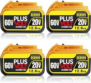 12.6Ah 20V/60V Flex MAX Compatible with Dewalt Lithium Ion Battery with High Capacity Batteries Cordless Power Tools 60 Volt Baterías DCB606 DCB609 DCB612 DCB615 (4 Pack MAX 12.6Amp 60Volt)