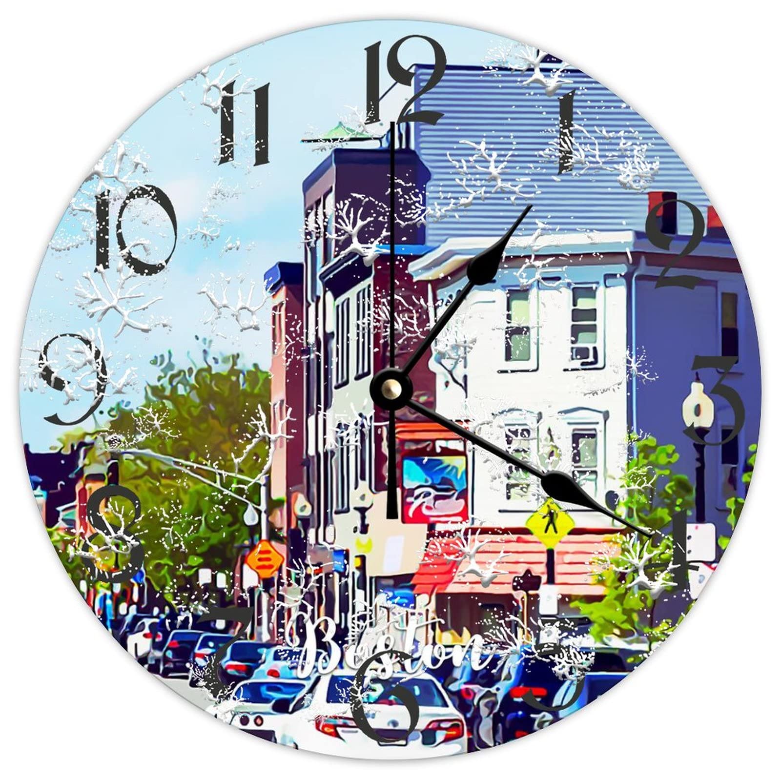 Horloge murale Boston en bois de 38cm style ferme américaine