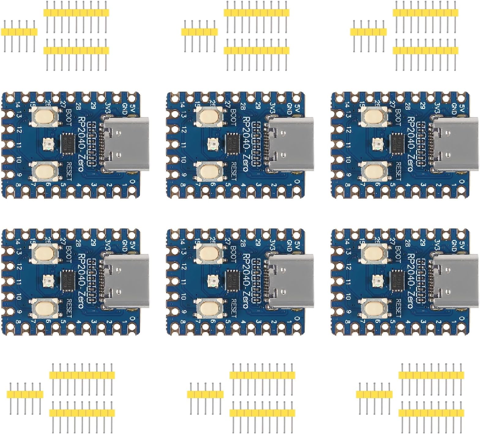 ​​KEAcvise 6-Pack RP2040-Zero Boards - Dual-Core Cortex M0+ PICO Development Boards with 2MB Flash, 264KB SRAM (Pins Unsoldered)​​