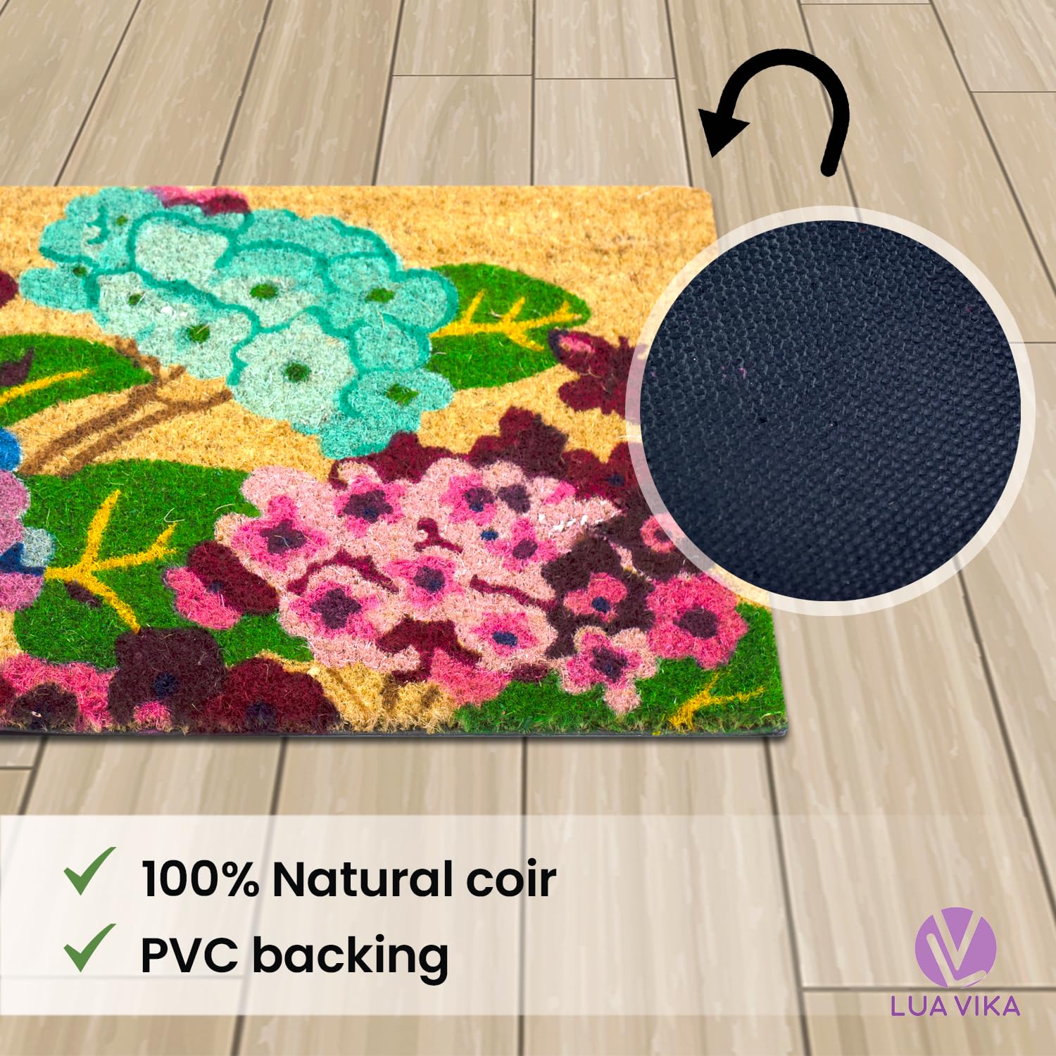 Paillasson Coco Naturel 40x70cm LUA VIKA - Antidérapant Intérieur/Extérieur - Fibre De Coco Naturelle