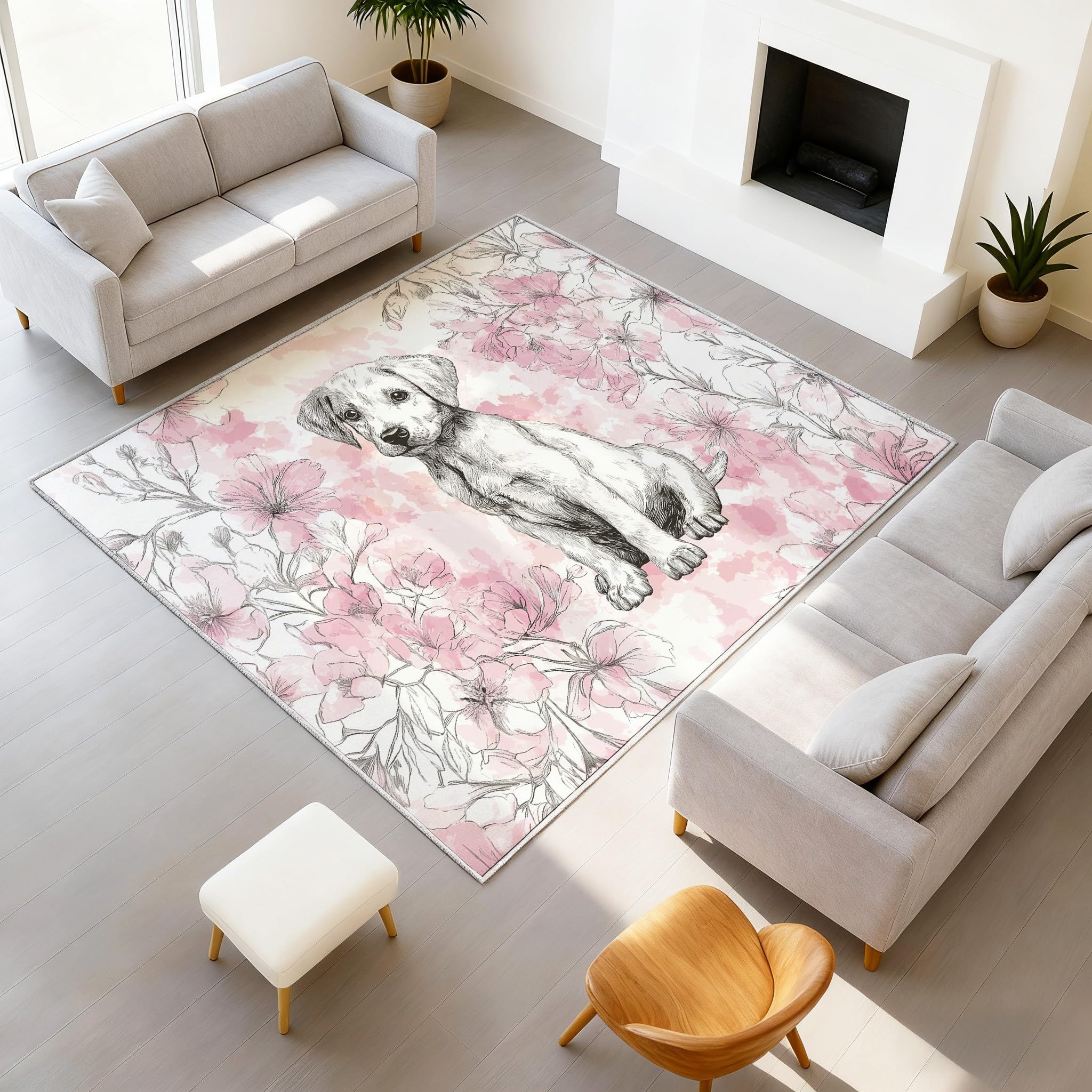 Tapis Intérieur 50x80cm Art Animalier Vintage et Portrait de Chien