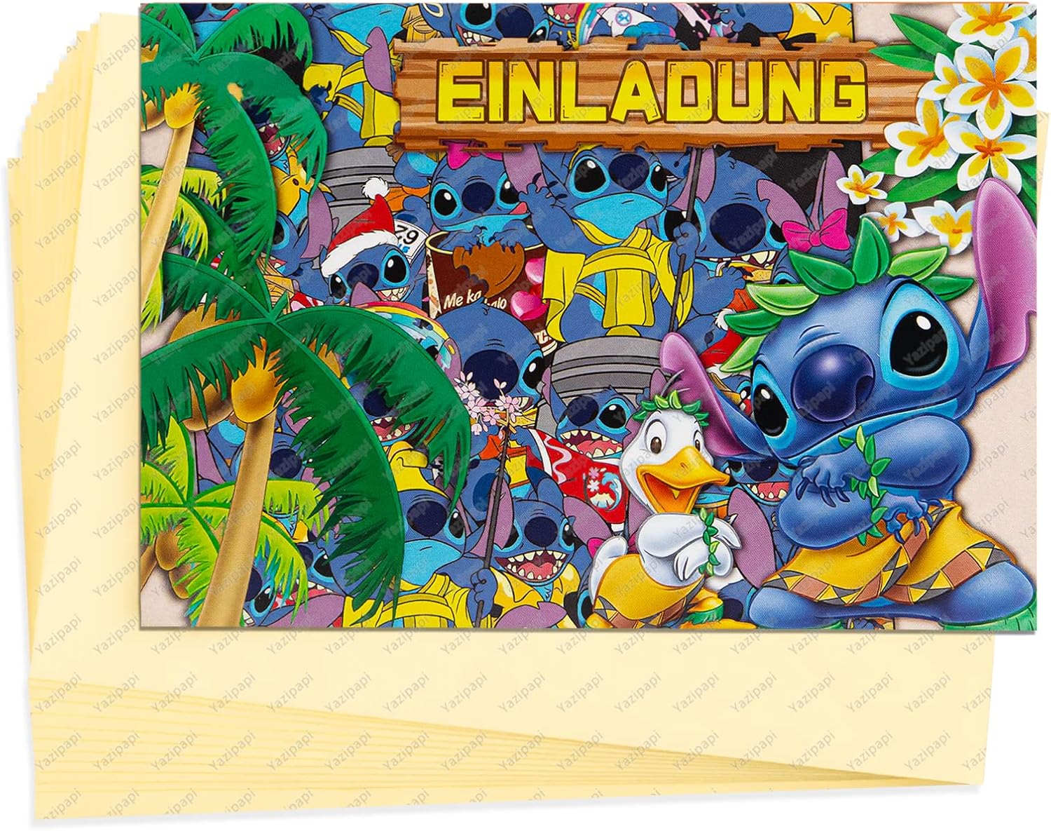 JUNERUN Stich Einladungskarten Set - 12 Stück Mit Umschlägen Für Kindergeburtstag