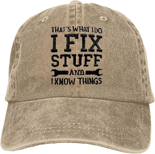 Divertida gorra de béisbol con texto en inglés "I Fix Stuff and I Know Things" para hombre