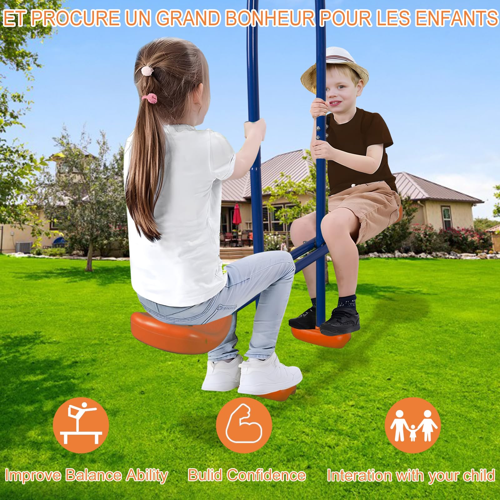Columpio de Jardín Multifuncional, Columpio Infantil, Capacidad de Carga 200 kg, para Patio Trasero y Área de Juegos