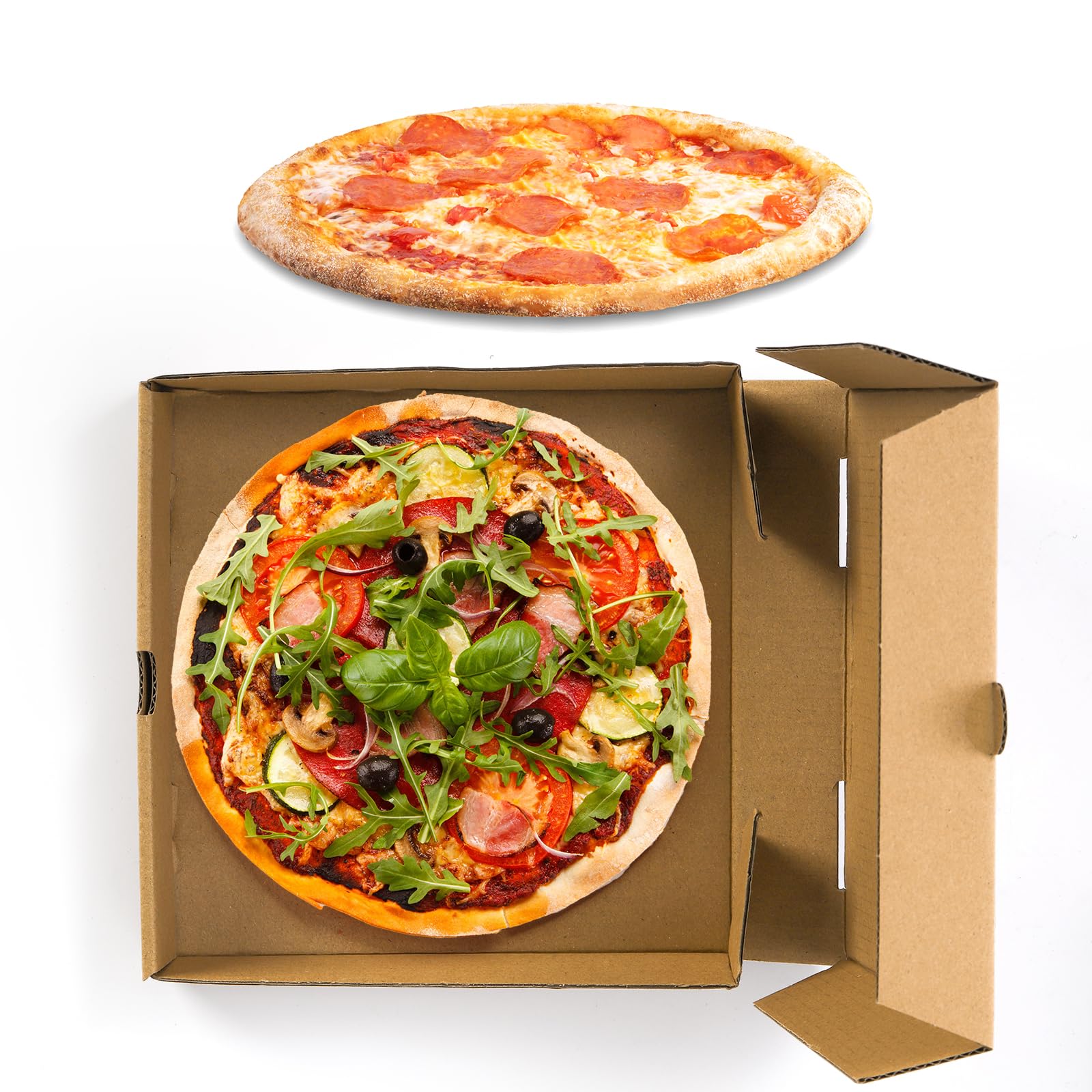 ZENFUN 40 mini scatole per pizza in carta kraft 18 x 18 x 3 cm ondulate contenitori da asporto